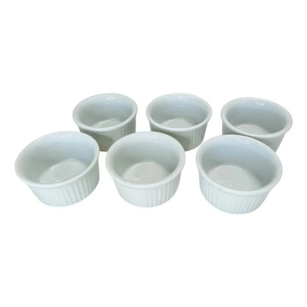 Pier 1 White Porcelain Ramekins Dish 6PC Set Dessert Baking Prep Tasting Party